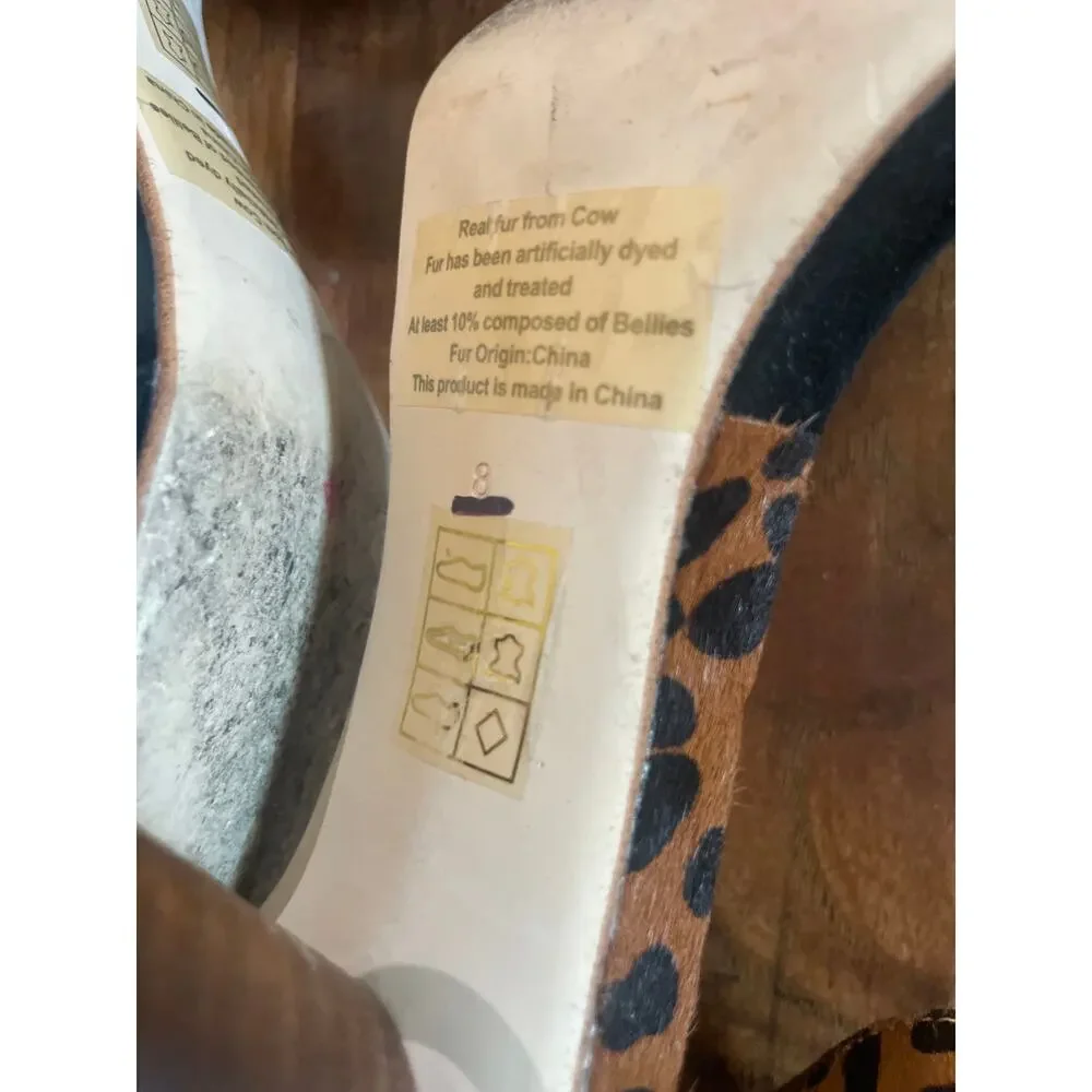 Anthropologie JEFFREY CAMPBELL Purdy Animal Print Chunky Heel Sandals Shoe 8